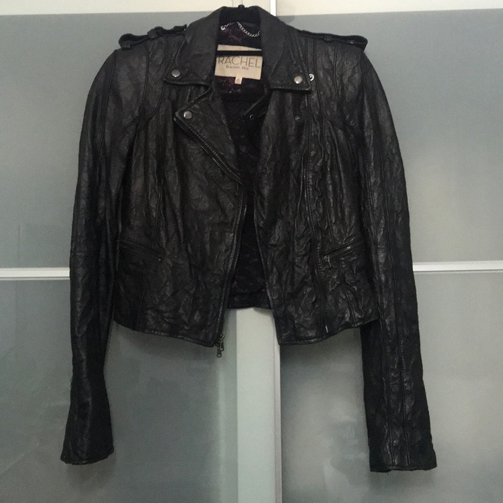 Rachel by Rachel Roy Black Genuine Leather Jacket